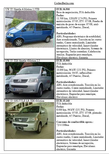 3 x Shuttle VW T5 4MOTION